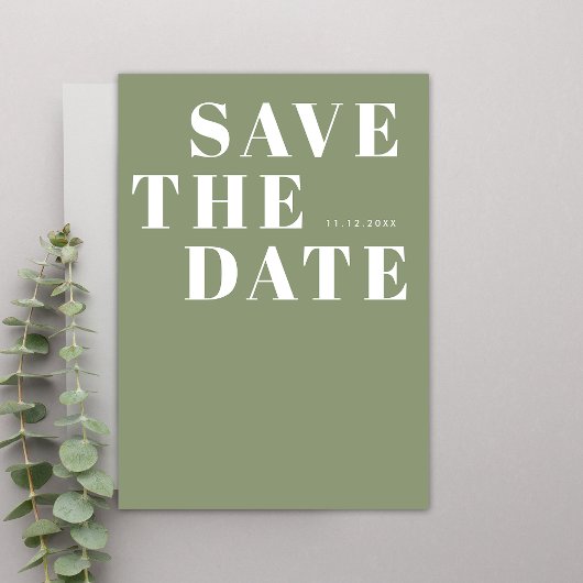 Modern Sage Green Bold Minimalistische Eenvoudige  Save The Date