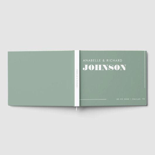 Modern Sage Green Bold Typography Minimal Wedding Gastenboek (Volledig)
