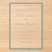 Modern Sage Green Border Wedding Acryl Uitnodigingen (Voorkant)