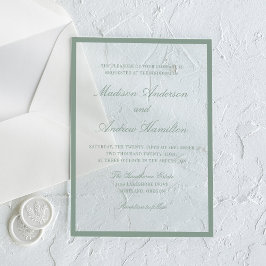 Modern Sage Green Border Wedding Acryl Uitnodigingen