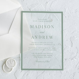Modern Sage Green Border Wedding Acryl Uitnodigingen