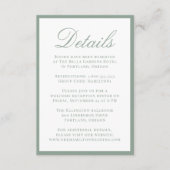 Modern Sage Green Border Wedding Details Informatiekaartje (Voorkant)
