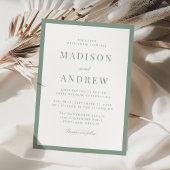 Modern Sage Green Border Wedding Kaart