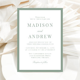 Modern Sage Green Border Wedding Kaart