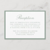 Modern Sage Green Border Wedding Reception Informatiekaartje (Voorkant)