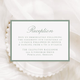Modern Sage Green Border Wedding Reception Informatiekaartje