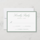 Modern Sage Green Border Wedding RSVP Kaartje (Voorkant)