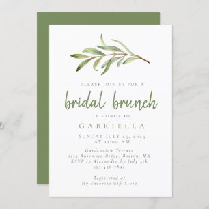 Modern Sage Green Botanical Bridal Brunch Kaart