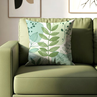 Modern Sage Green Botanical Leaf Pattern Kussen