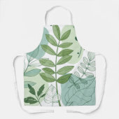 Modern Sage Green Botanical Leaf Pattern Schort (Voorkant)