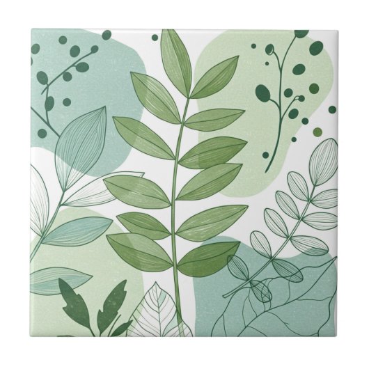 Modern Sage Green Botanical Leaf Pattern Tegeltje (Voorkant)