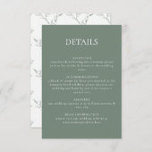 Modern Sage Green Botanical Leaves Wedding Details Informatiekaartje (Voorkant / Achterkant)