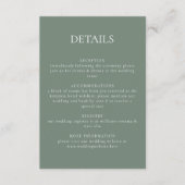 Modern Sage Green Botanical Leaves Wedding Details Informatiekaartje (Voorkant)