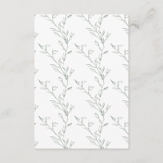Modern Sage Green Botanical Leaves Wedding Details Informatiekaartje (Achterkant)