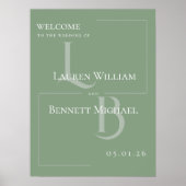 Modern Sage Green Botanical Welcome Sign Poster (Voorkant)