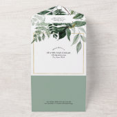 Modern Sage Green Botanische tuinfoto bruiloft All In One Uitnodiging (Buitenkant)