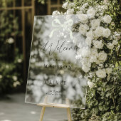 Modern Sage Green Bow Monogram Wedding Welcome Acryl Bord