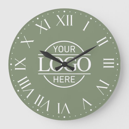 Modern Sage Green Branded  Business Logo Custom Grote Klok (Voorkant)