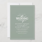 Modern Sage Green Calligraphy Wedding Invitation Kaart (Voorkant)