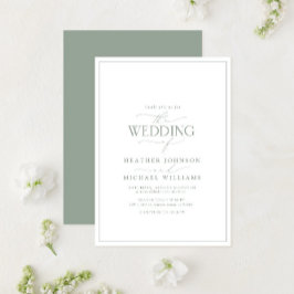 Modern Sage Green Calligraphy Wedding Kaart