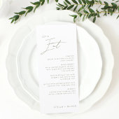 Modern Sage Green Calligraphy Wedding Menu