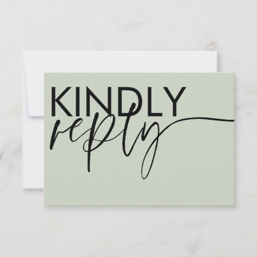 Modern Sage Green Calligraphy Wedding RSVP (Voorkant)