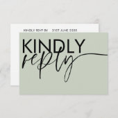 Modern Sage Green Calligraphy Wedding RSVP (Voorkant / Achterkant)