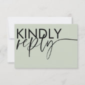 Modern Sage Green Calligraphy Wedding RSVP Kaartje (Voorkant)