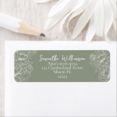 Modern Sage Green Classic Wedding Retouradres Etiket (Insitu)