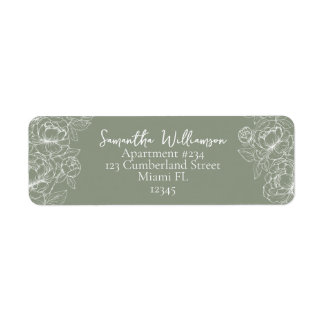 Modern Sage Green Classic Wedding Retouradres Etiket