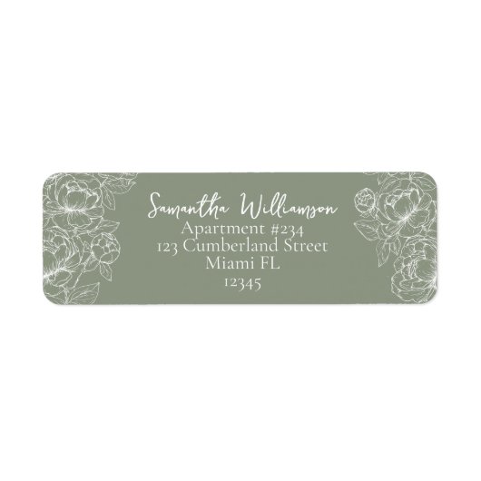Modern Sage Green Classic Wedding Retouradres Etiket (Voorkant)
