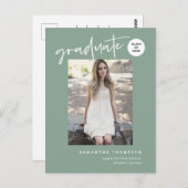 Modern Sage Green College High School Afstudeerder Briefkaart (Voorkant / Achterkant)