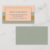 Modern Sage Green Copper Peach Striped Wedding Visitekaartje (Voorkant / Achterkant)