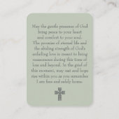 Modern Sage Green Cross Funeral Prayer Card Visitekaartje (Achterkant)