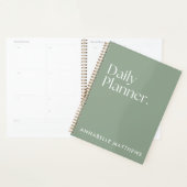 Modern Sage Green Daily Planner met Monogram (Display)