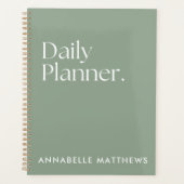 Modern Sage Green Daily Planner met Monogram (Voorkant)
