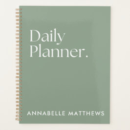 Modern Sage Green Daily Planner met Monogram