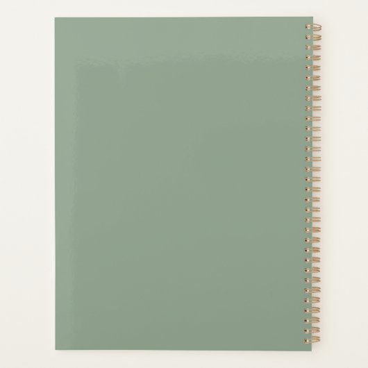 Modern Sage Green Daily Planner met Monogram (Achterkant)
