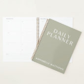 Modern Sage Green Daily Planner met Monogram (Display)