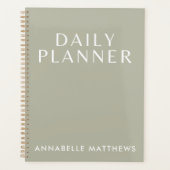 Modern Sage Green Daily Planner met Monogram (Voorkant)