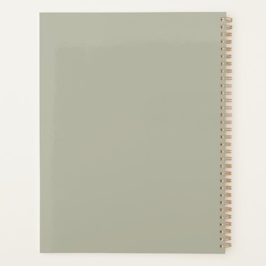 Modern Sage Green Daily Planner met Monogram (Achterkant)