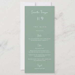 Modern Sage Green Dank u het Menu Plaatskaart scor