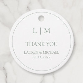 Modern Sage Green Eenvoudig Monogram Dank u Bedankjes Labels