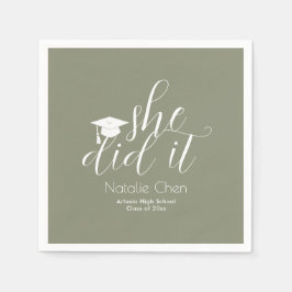 Modern Sage Green Elegant Fonts Afstuderen Servet