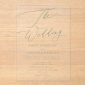 Modern Sage Green Elegant Wedding Acryl Uitnodigingen (Voorkant)