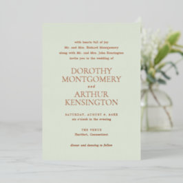 Modern Sage Green Elegant Wedding Folie Uitnodiging