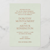 Modern Sage Green Elegant Wedding Folie Uitnodiging (Voorkant)