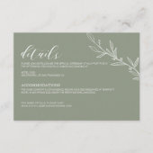 Modern Sage Green Elegant Wedding Minimal Details Informatiekaartje (Voorkant)
