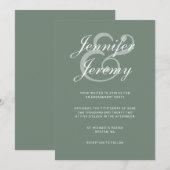 Modern Sage Green Elegant White Script Verloving Kaart (Voorkant / Achterkant)