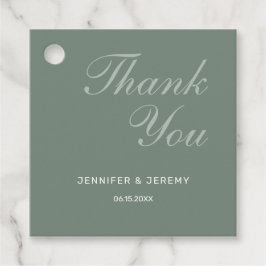 Modern Sage Green Elegant White Script Wedding Bedankjes Labels